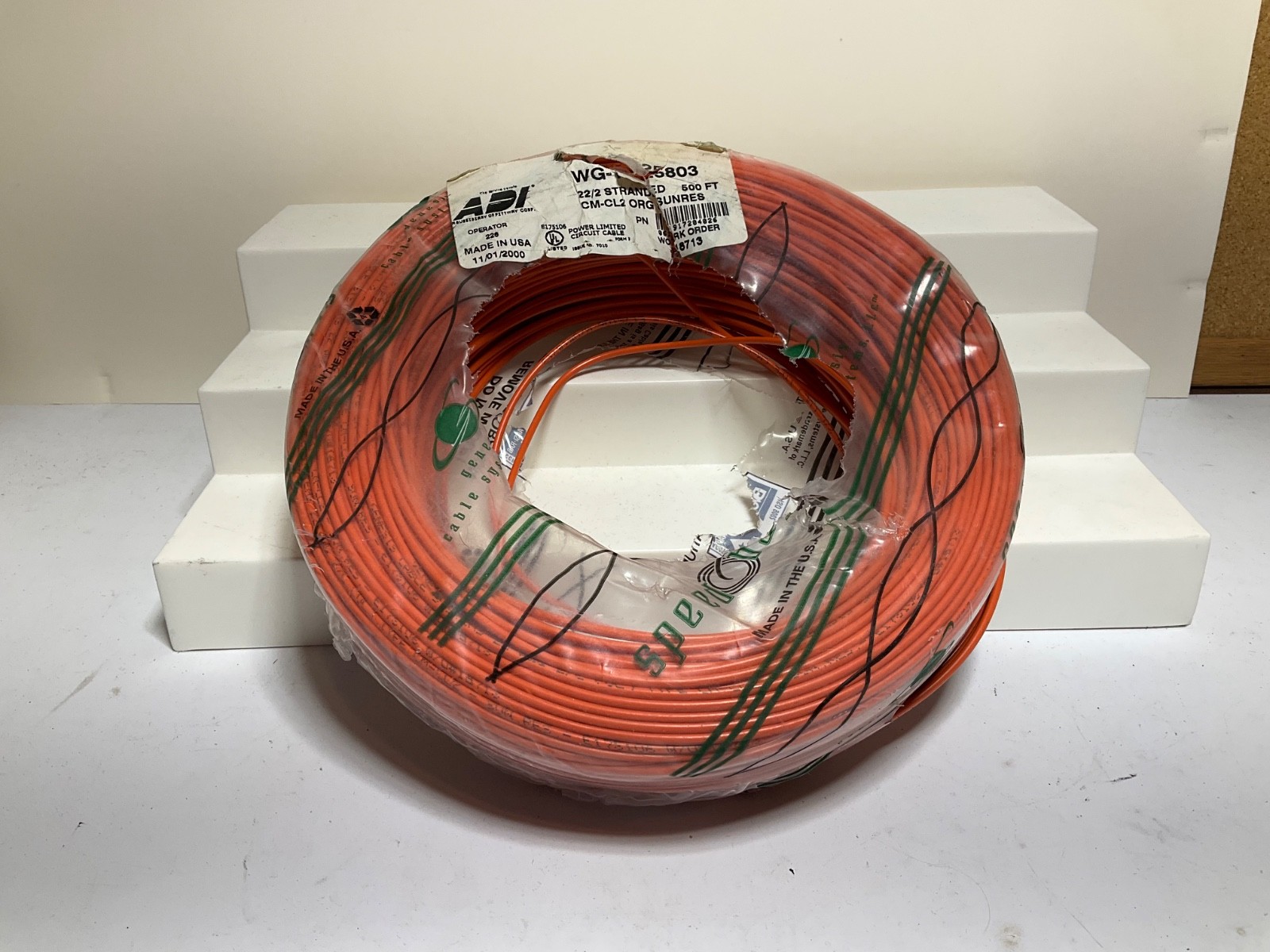 22 Gauge Stranded Copper Alarm Wire 2 Conductor 500 Feet Cable Coil Pack UL Rate