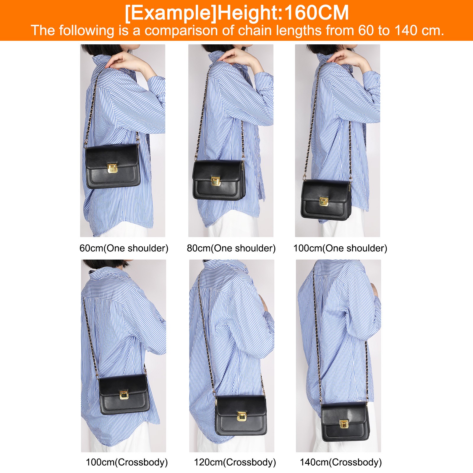 39" Iron Flat Chain Strap Purse Shoulder Replacement Black Silver