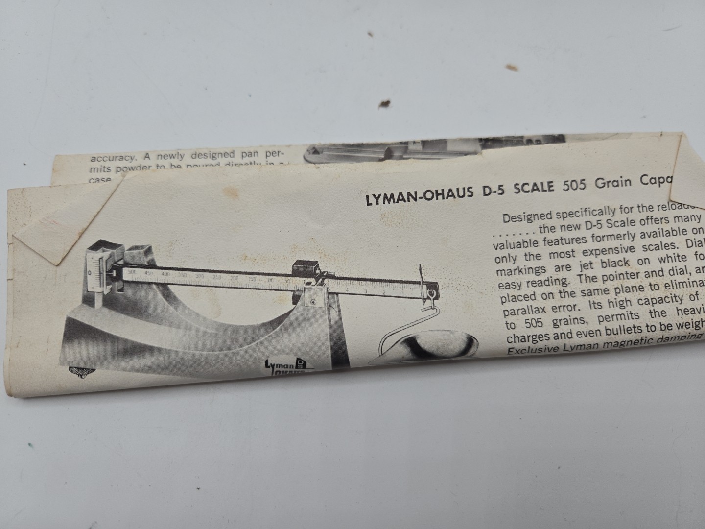 Lyman model D5 Precision Loading Scale by Ohaus In Original Box. Vintage