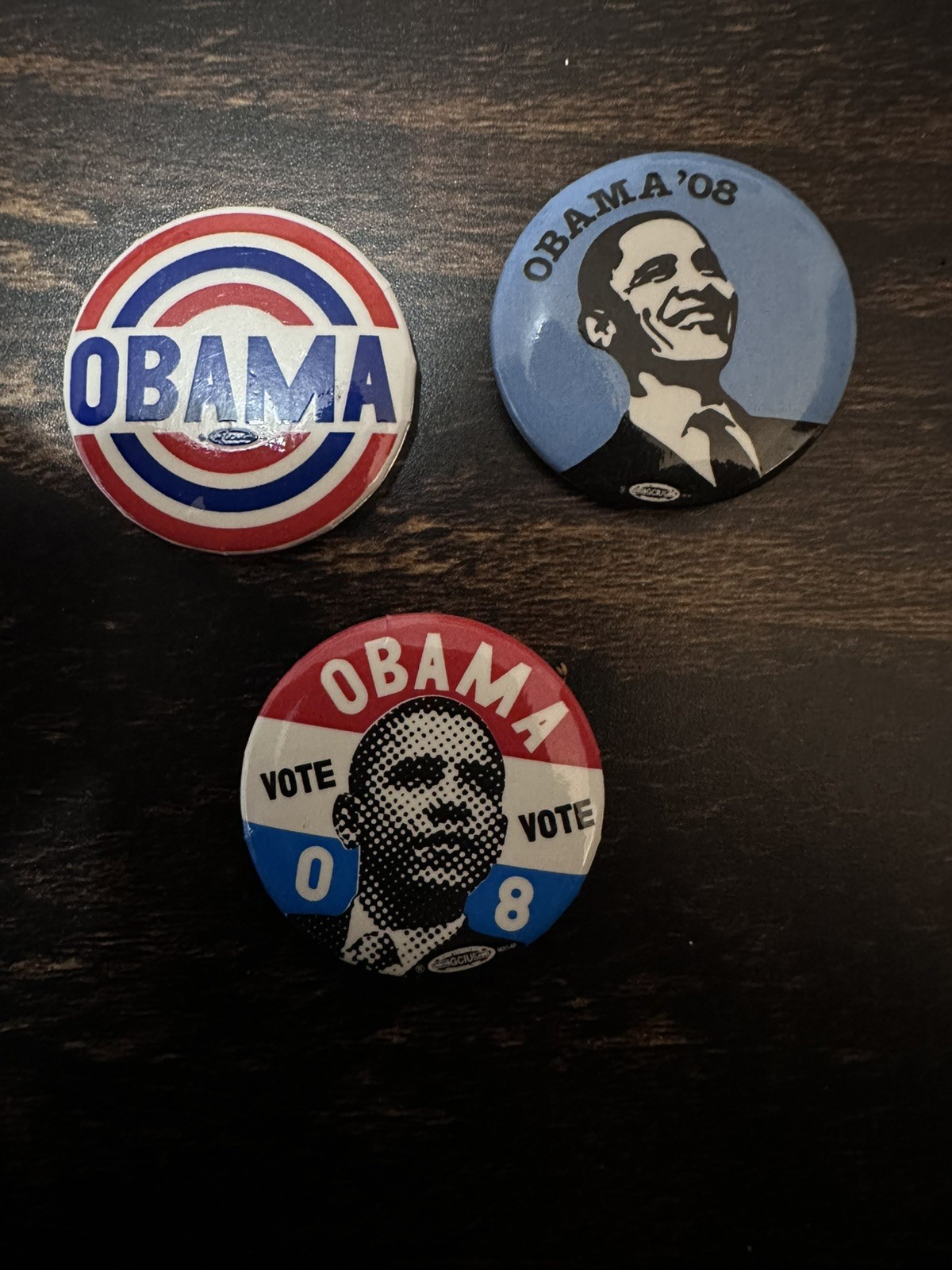 Political Election Pinback Lot 3 Pins Buttons Obama Vote 08 2008 President LOT