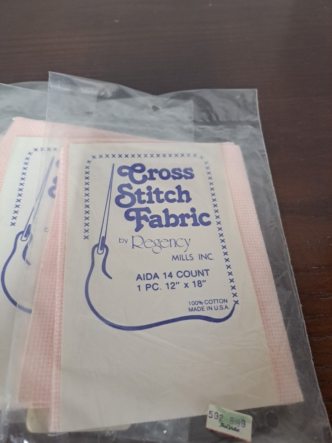 Vintage Regency Mills Cross Stitch Fabric Pink Aida 14 Count  12x18inch Lot Of 4