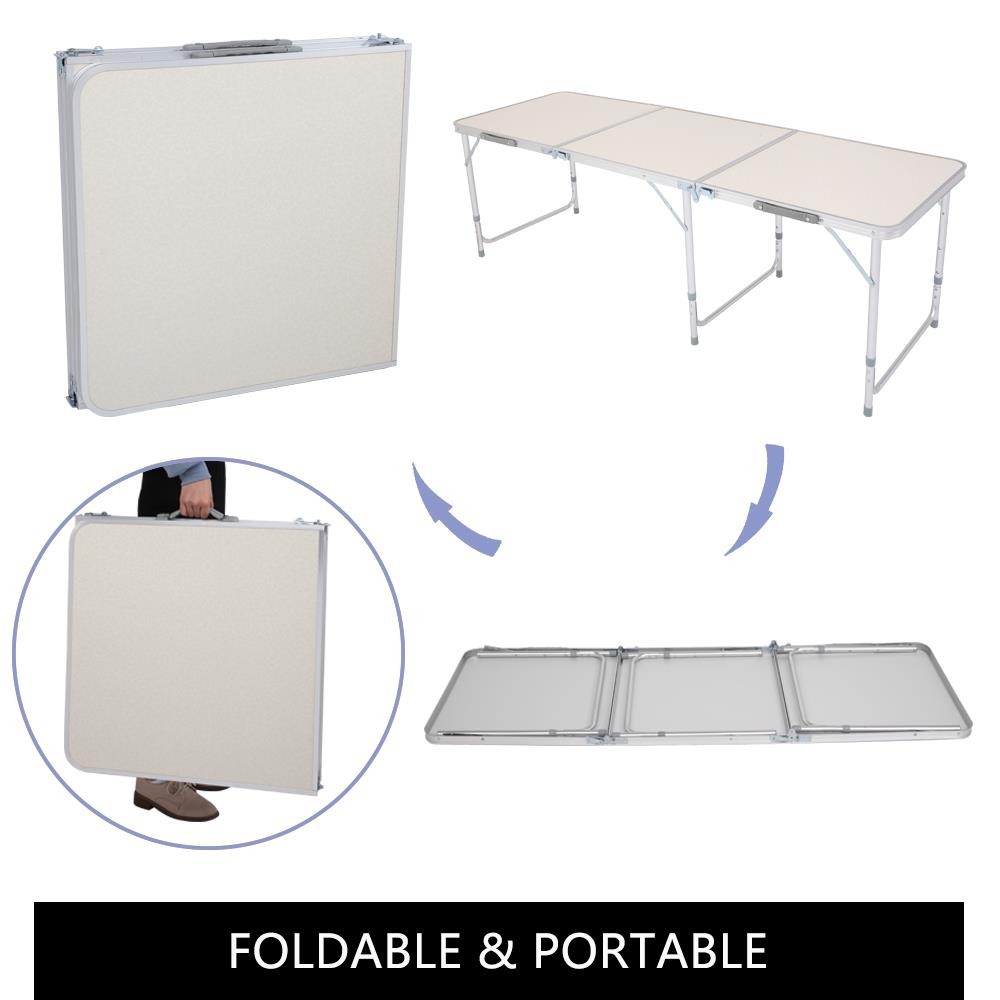 Portable Aluminum 6FT Folding Table In/Outdoor Picnic Party Dining Camping Table