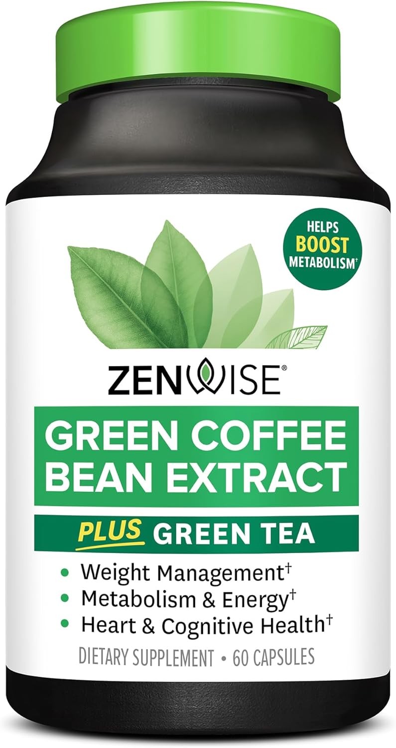 Zenwise Health EGCG Green Tea Extract Capsules with Coffee Bean Extract - 50% EG