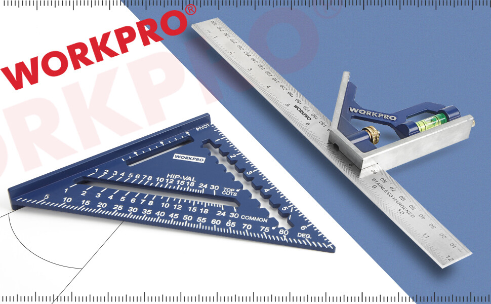 WORKPRO 2PIECE Rafter Square &Combination Square Tool Set/8-inch Try Square Tool