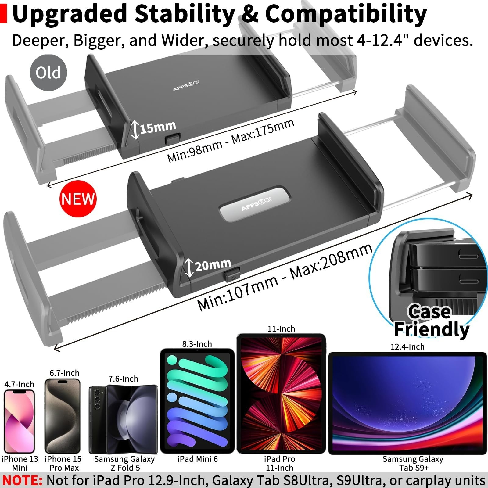 APPS2Car Tablet Car Mount Holder for iPad | Strong Suction Cup