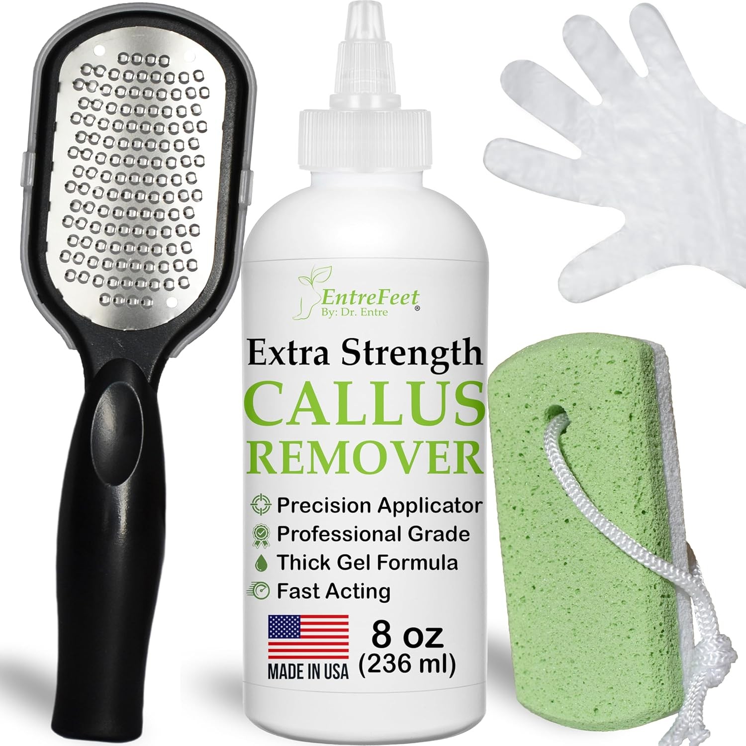 Dr. Entre Foot Callus Remover Kit with File, Pumice Stone & Care Gloves