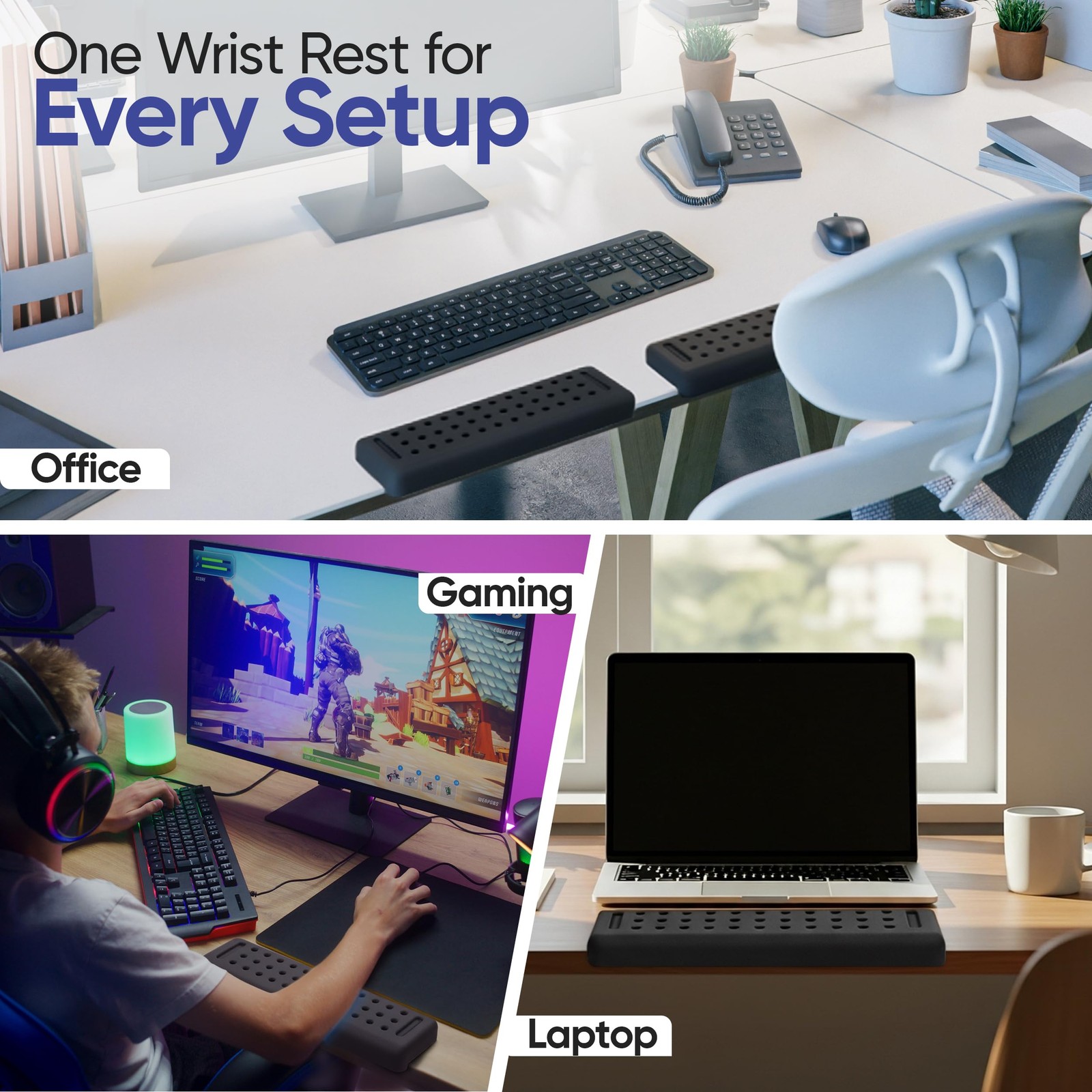 Keyboard Wrist Rest with Edge Protector - 11.8 Inch 2 Pack L Small, Black