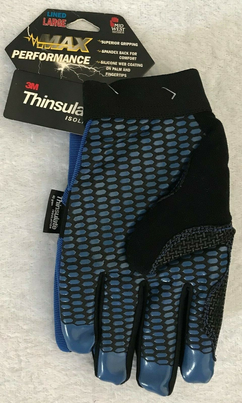 MidWest Max Performance Thinsulate Mens Gloves Silicone Size L NWT