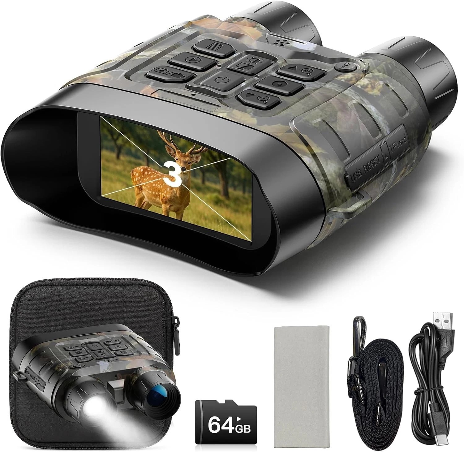 4K Full Color Night Vision Goggles 5000mAh 112MP Infrared Vision Binoculars US