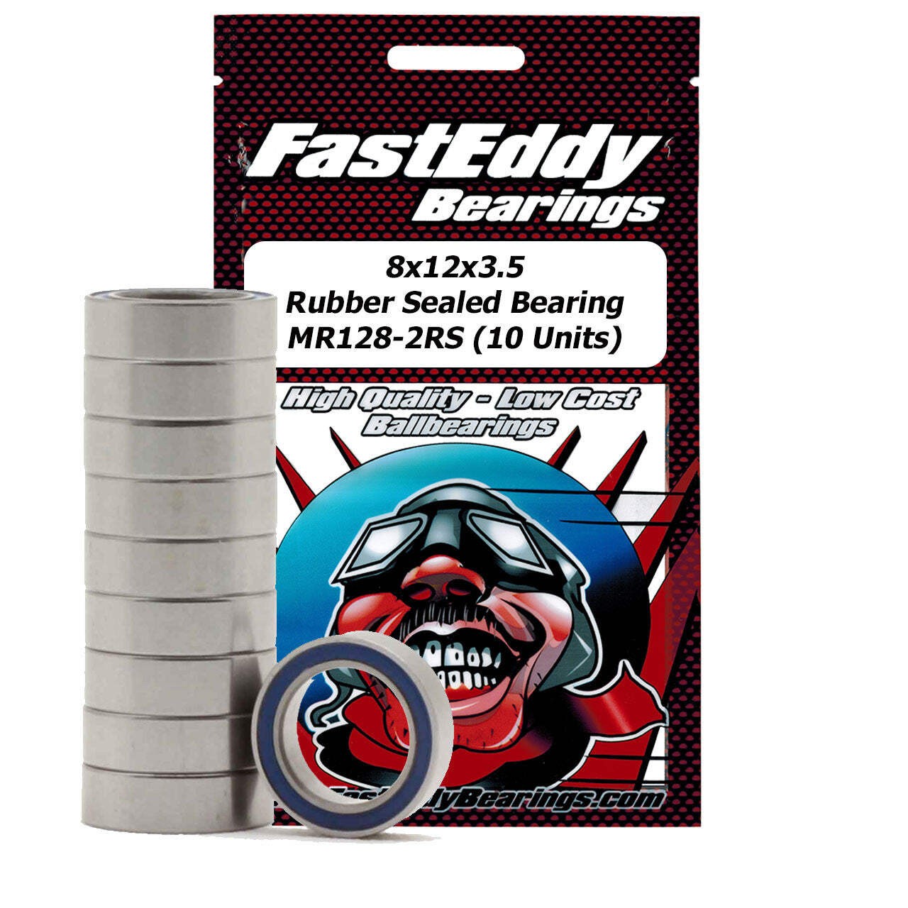 8x12x3.5 Rubber Sealed Bearing MR128-2RS 10 Units
