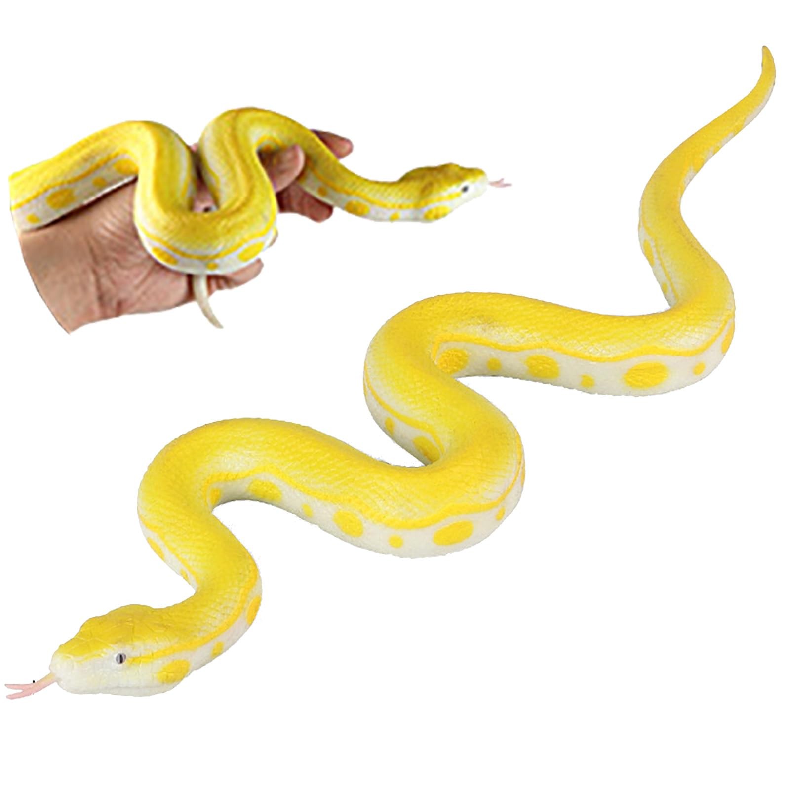 Hsxfl Realistic Fake Snakes Toy Soft Rubber Snake 1 Pack, Yellow