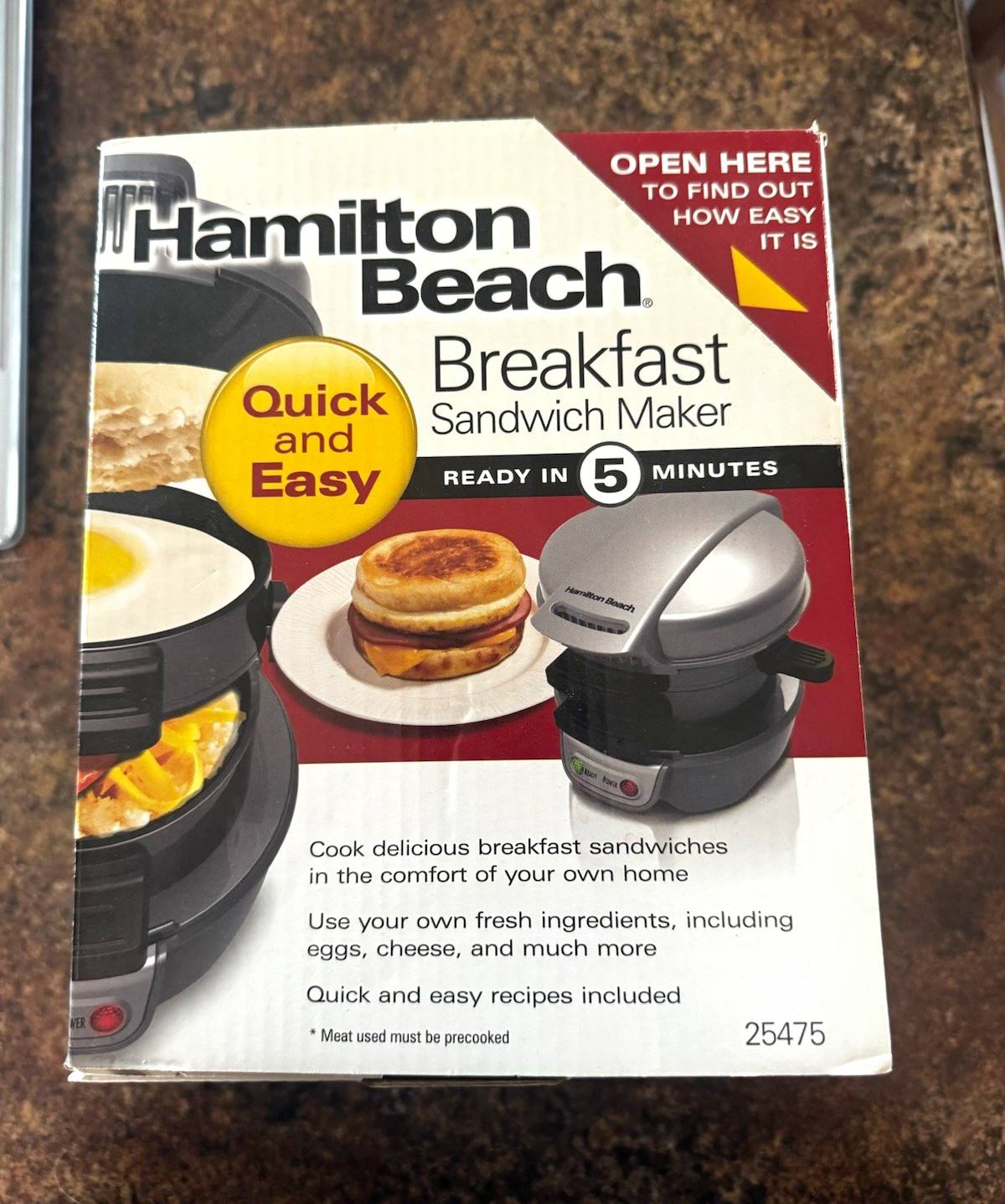 Hamilton Beach Quick & Easy Breakfast Sandwich Maker 25475 Silver/Black