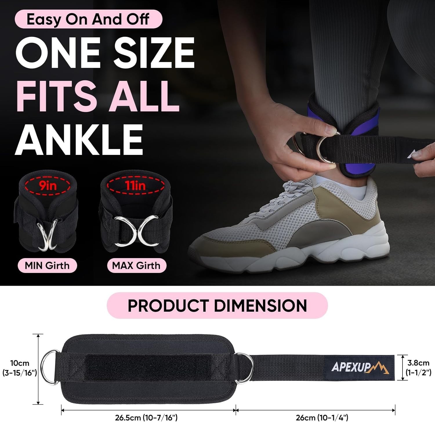 Neoprene Ankle Strap with Adjustable Fit for Cable Machine Workouts