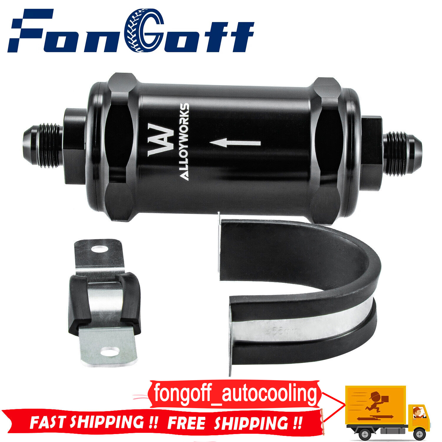 In-Line Fuel Filter AN8 In/Out 10 Micron Replaceable Fiberglass Element US