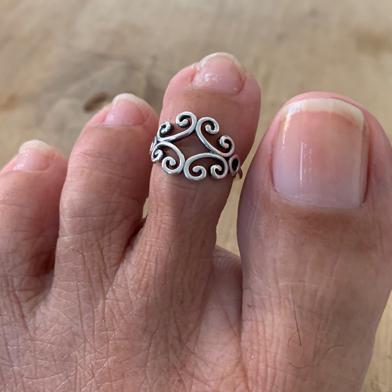 Sterling Silver Swirly Toe Ring, Silver Rings, Swirl Ring, Boho Ring