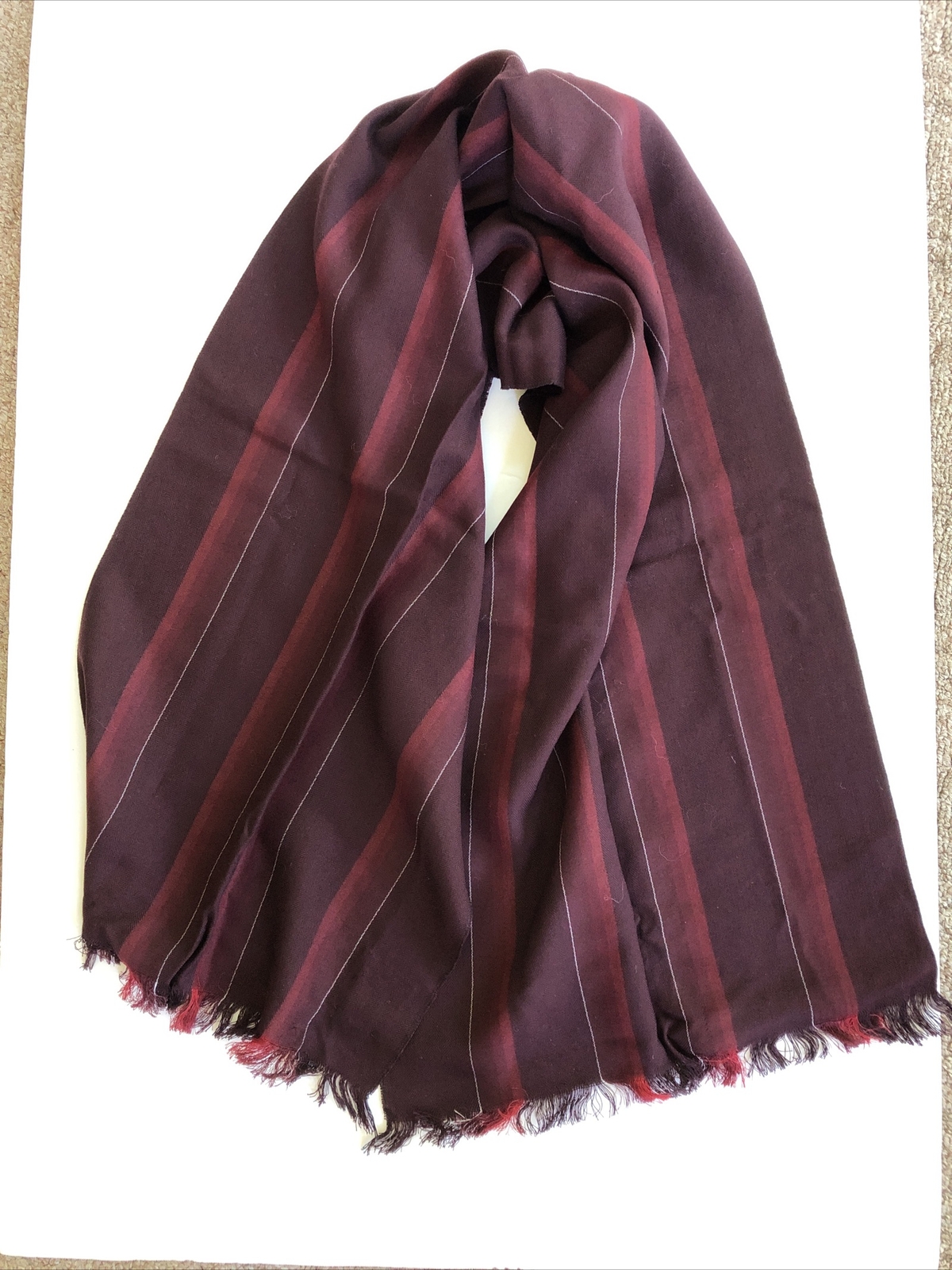 VTG Grenadier Stripes Bemberg Satin& Superspun Rayon Mens Rectangular Scarf NWOT