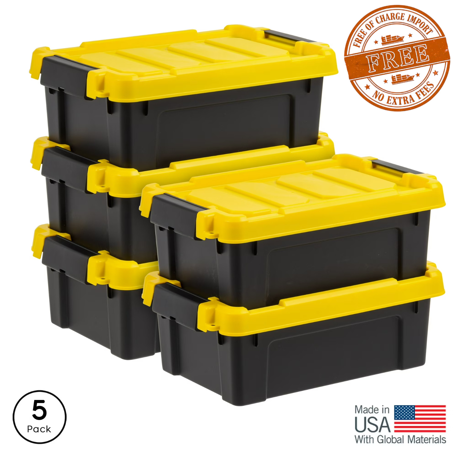 5 Pack IRIS 3 Gal. Plastic Storage Bins with Lids, Latching Totes, Heavy Duty