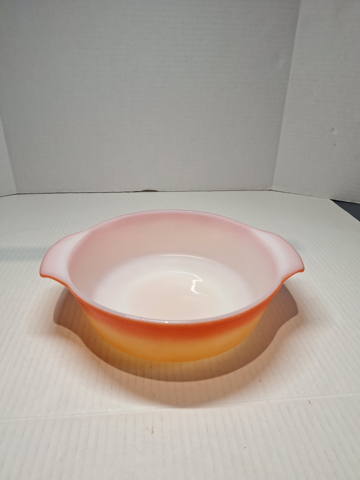 VINTAGE  ANCHOR HOCKING FIRE KING 1 1/2 QT  BAKED ON ORANGE CASSEROLE DISH
