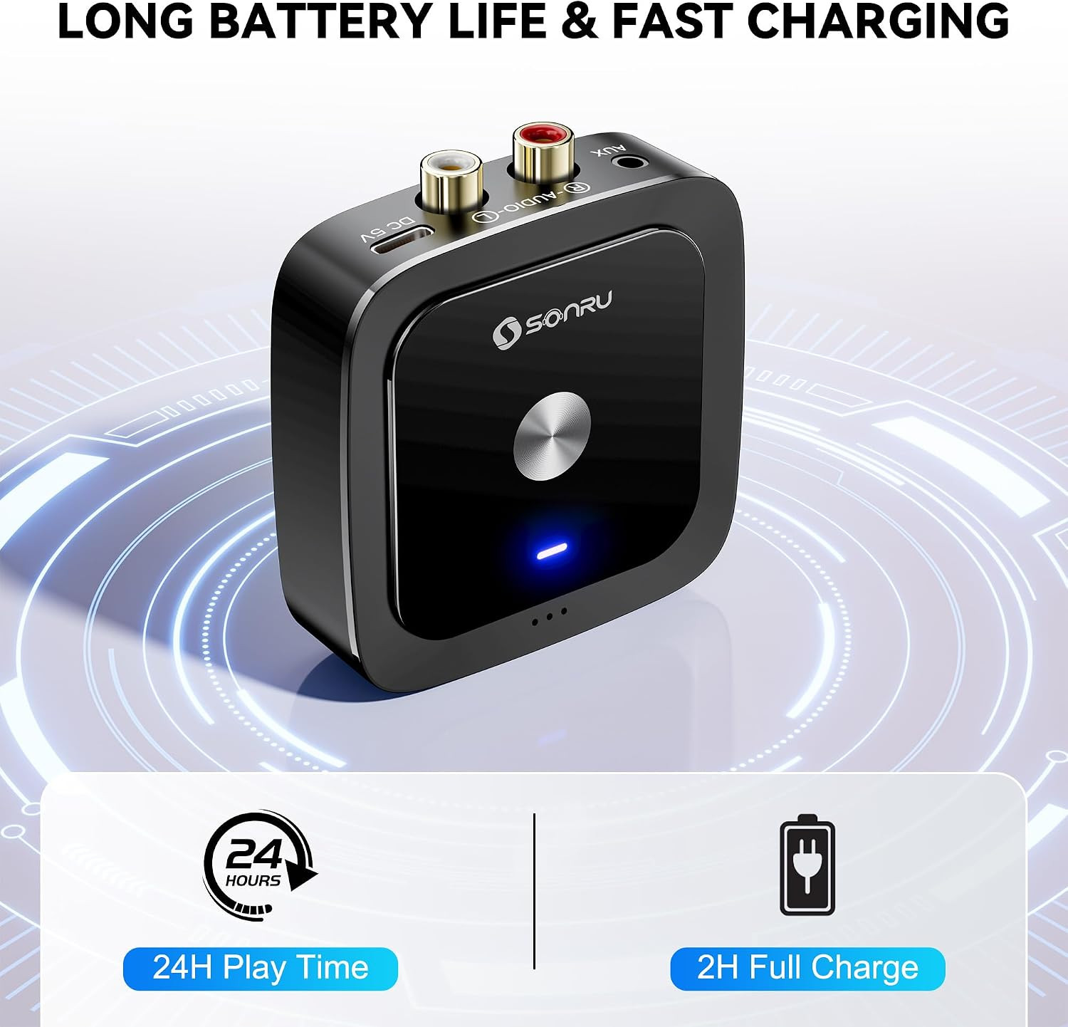 Bluetooth 6.0 Receiver, Bluetooth Adapter for Old Receiver, Low Latency, 24-Hour