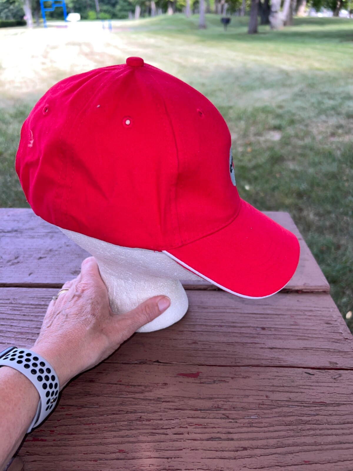 Cummins Red with white and black accent Hat Cap Hook Loop Cap America EUC