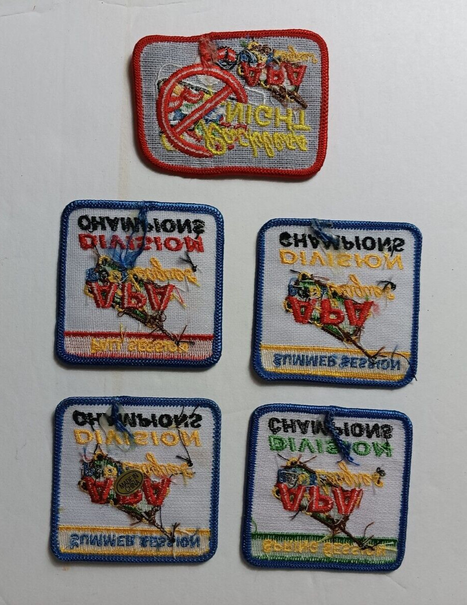 LOT OF FIVE POOL BILLIARDS DIVISION CHAMPIONS CLOTH PATCHES APA LEAGUES 2" x 2"