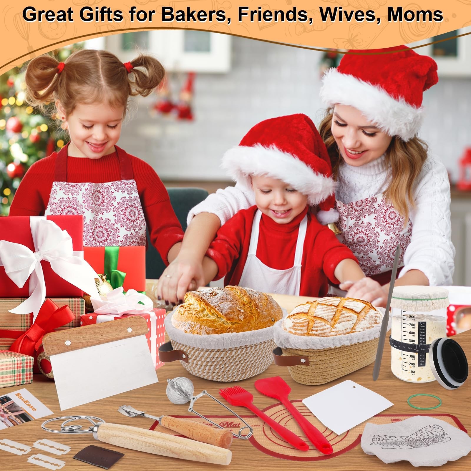 Sourdough Starter Kit - Complete Bread Baking Supplies, Proofing Baskets & Tools