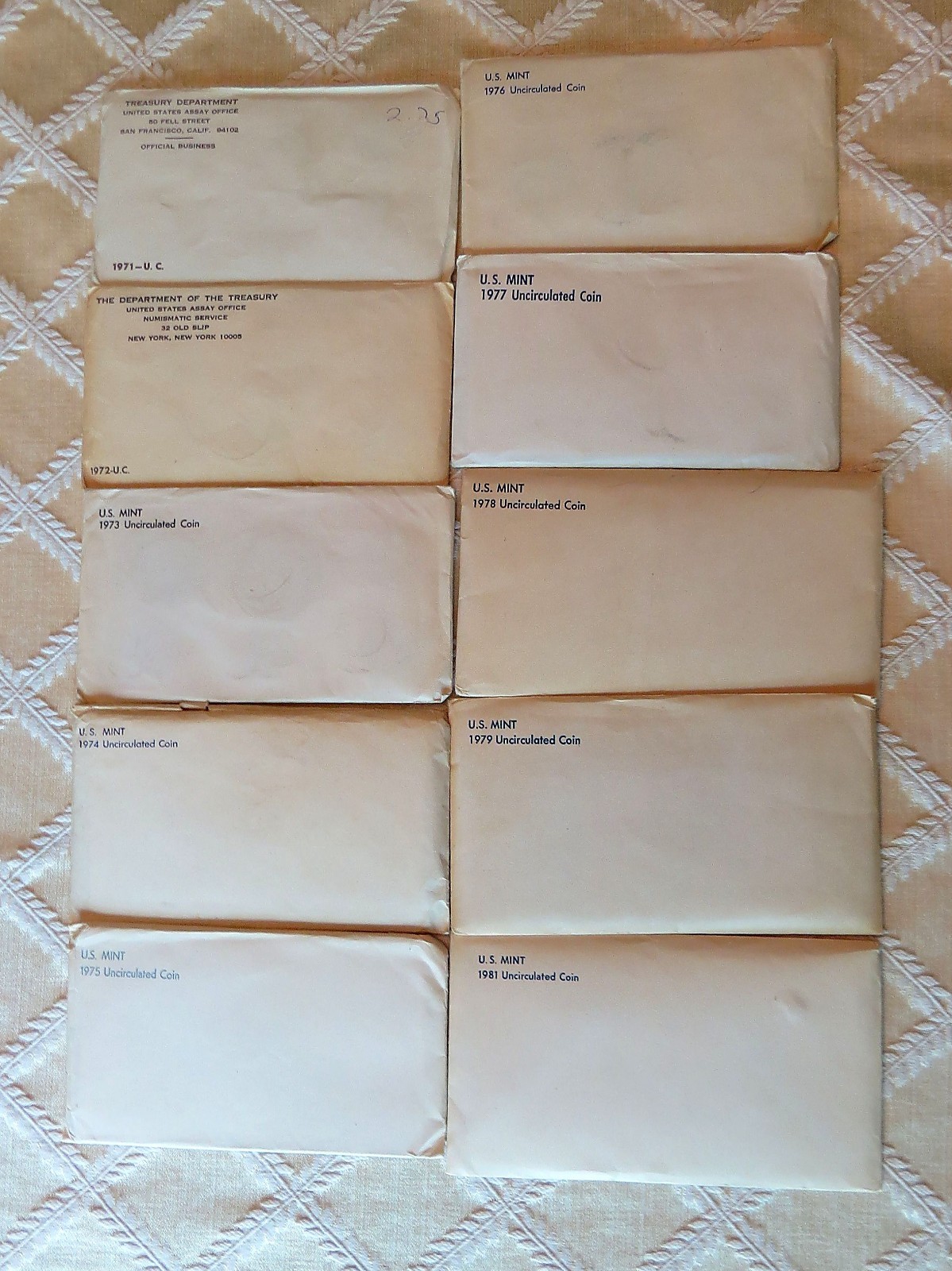 1971-1979 1981 U.S. Mint Uncirculated Sets OGP Box Lot of (10) Annual Sets