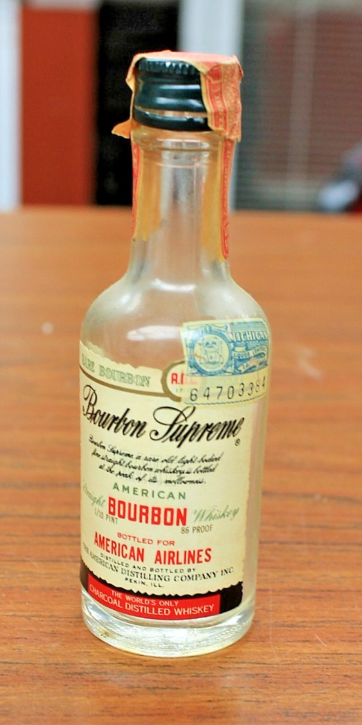 Bourbon Supreme American Straight Bourbon Whiskey Bottle 1/10 pt American Airlin