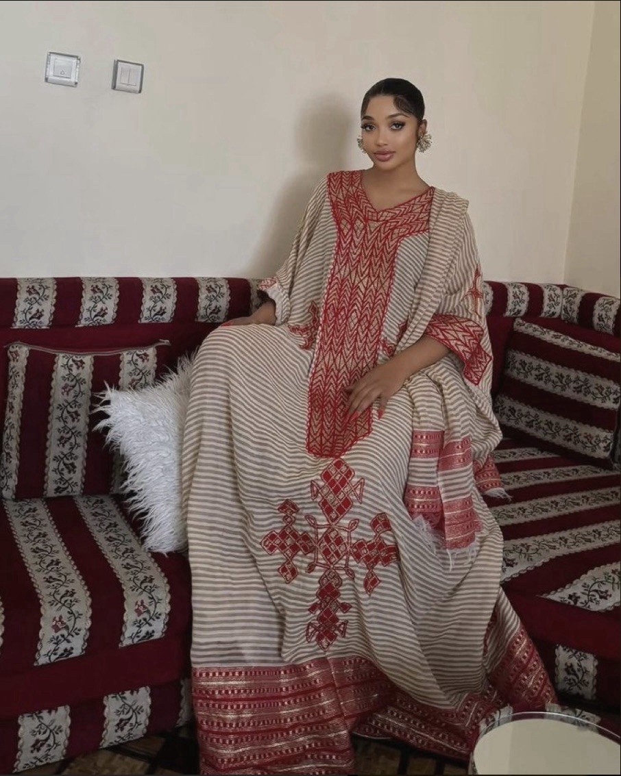 Elegant and Fashionable Ethiopian Traditional Dress with beautiful embelishment