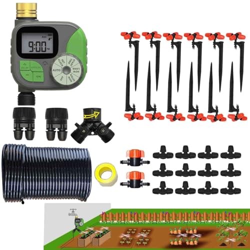 Drip Irrigation Kit Automatic Watering System with Water Timer 64FT 1/4 1t
