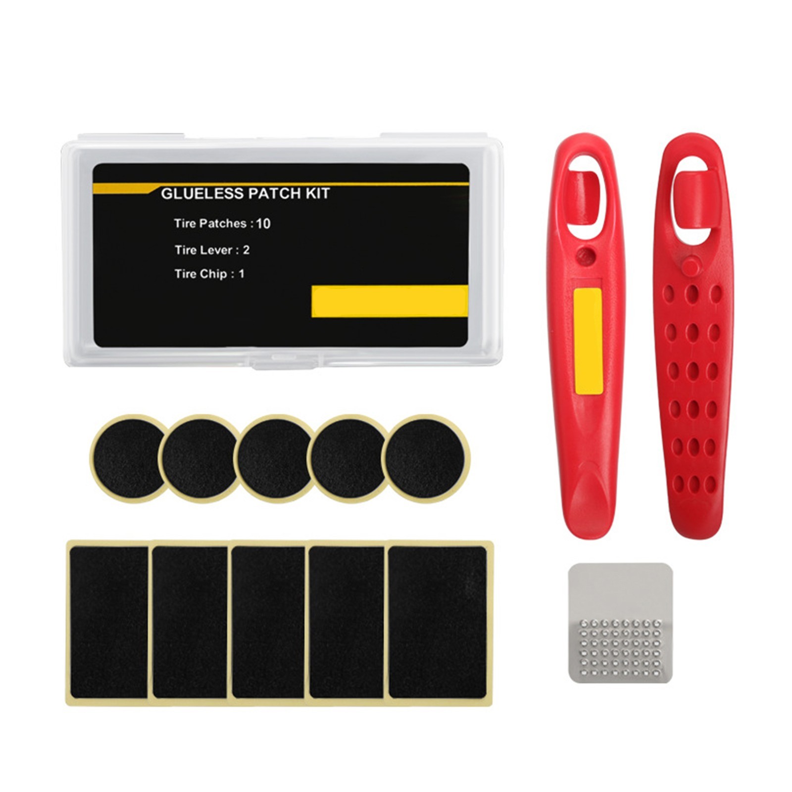 Bike Tube Repair Kit Includes Round Square Patches and Ergonomic Levers