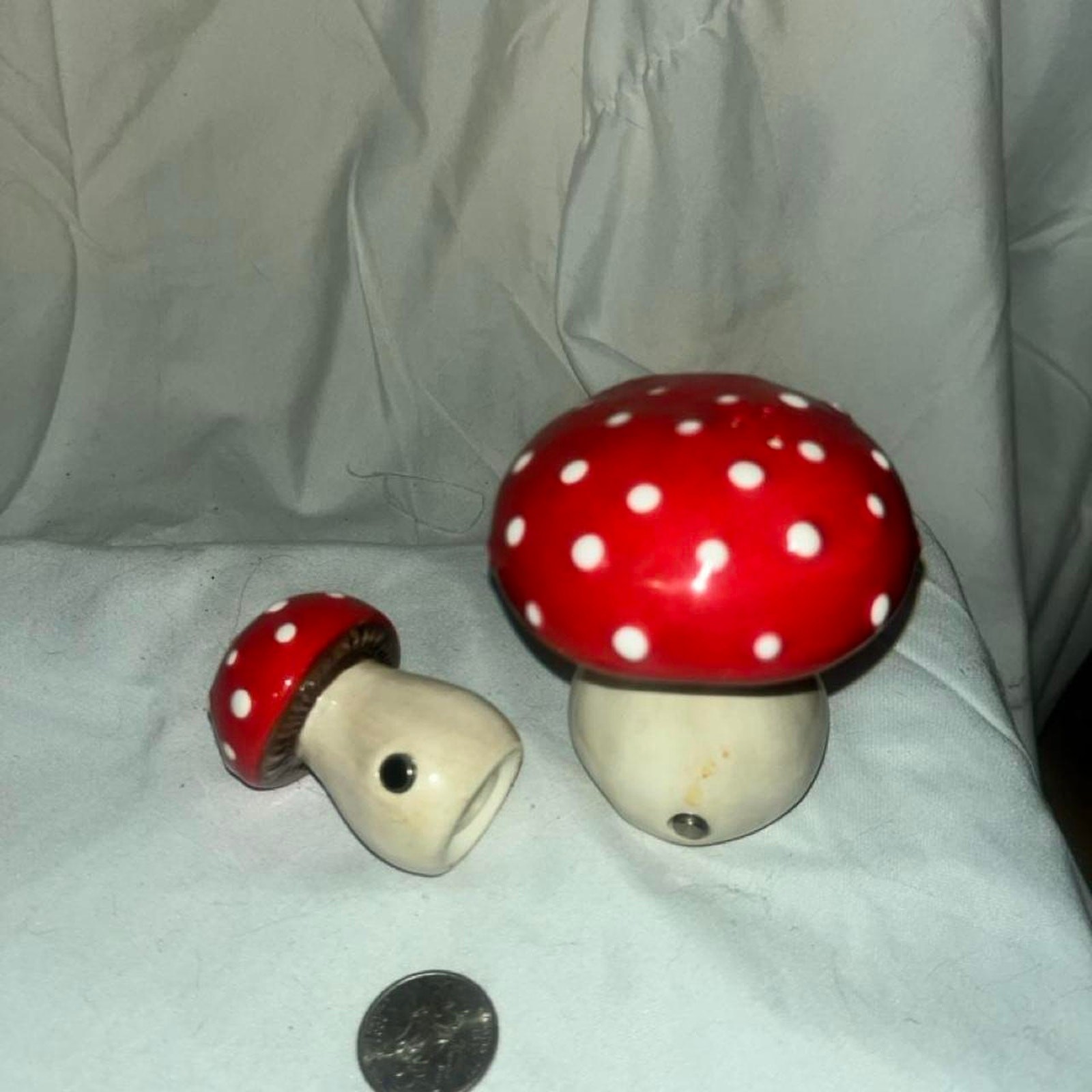 Mushroom Duo Magnetic Salt and Pepper Shaker Alice In Wonderland Decor