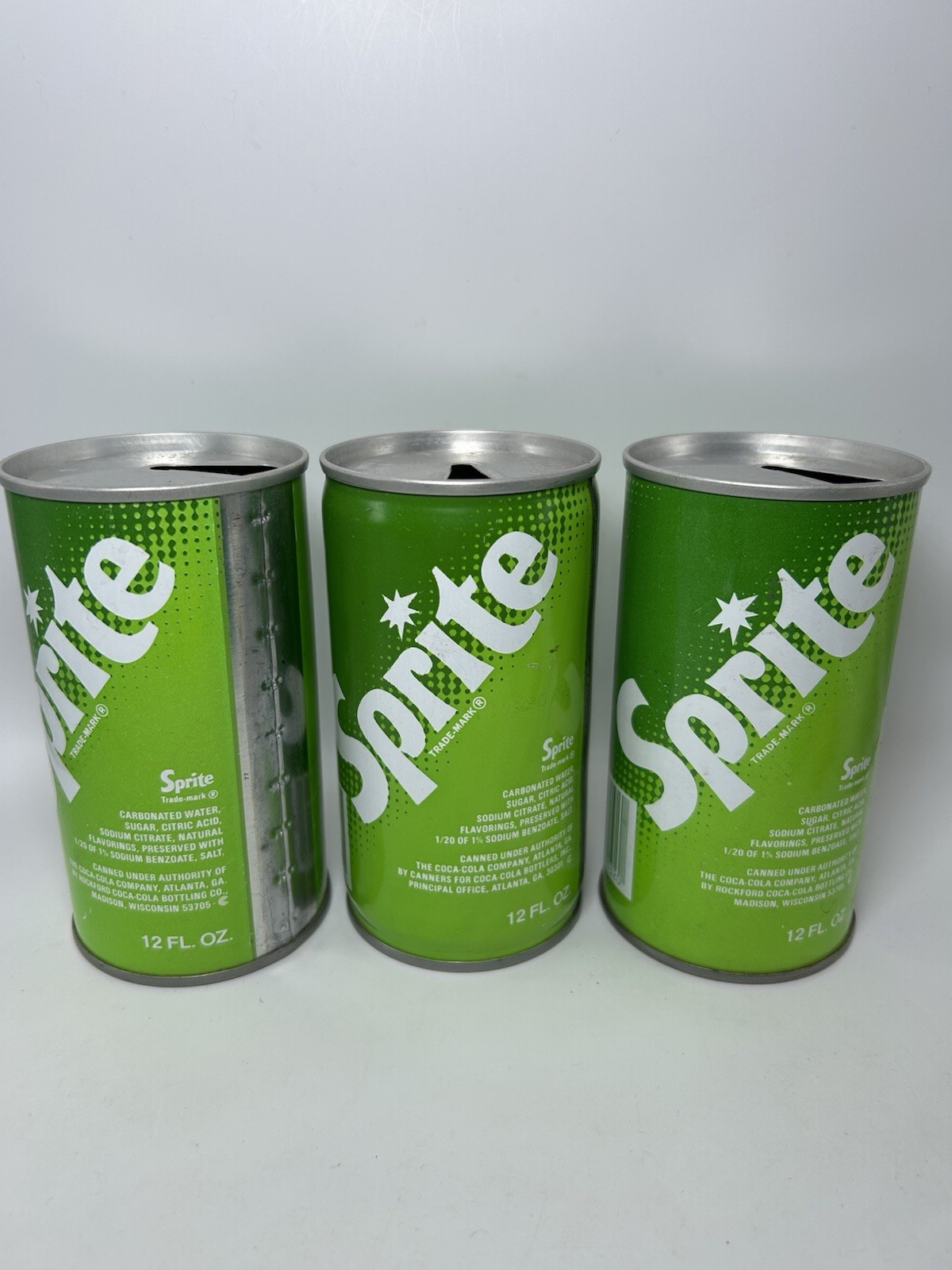 Vintage Sprite Soda Pop Can Lot Olympics Pull Tab Empty