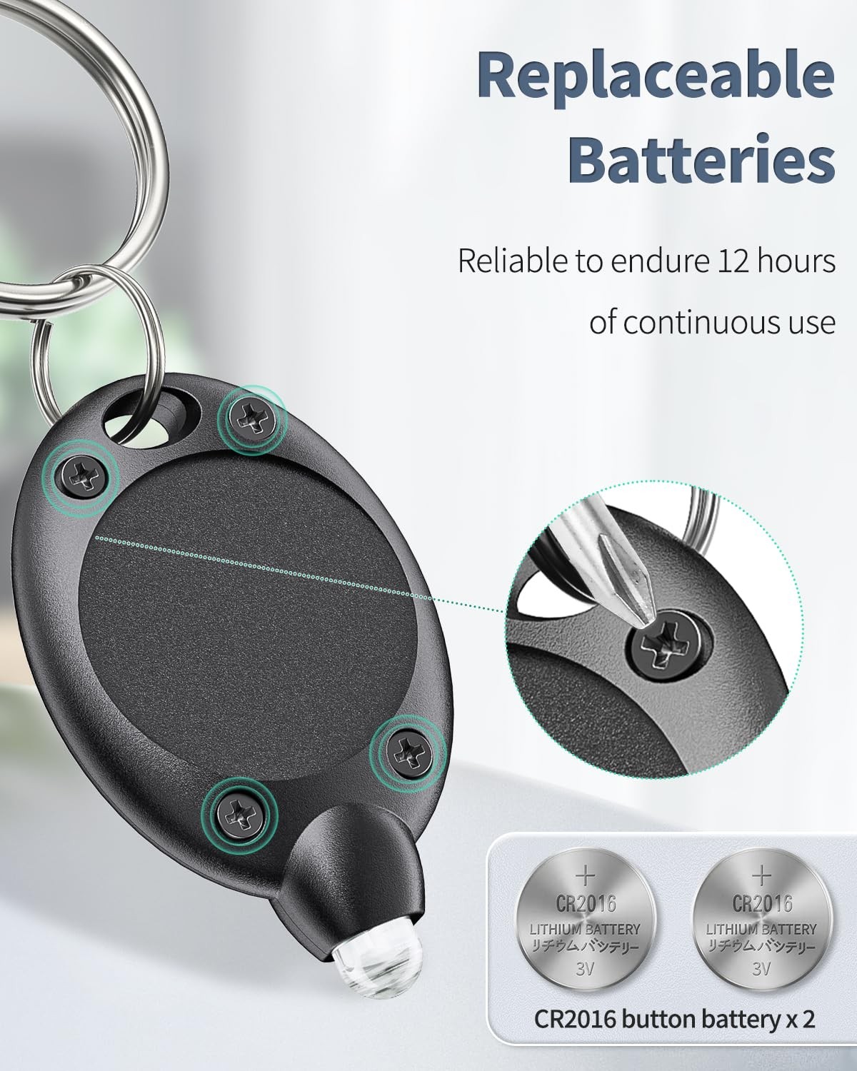 Uniclife 5 Pack LED Keychain Flashlight Mini 5 PCS, Black Shell, White Light