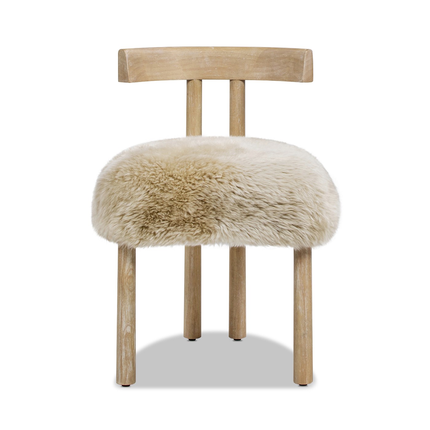 Arden 19.5" Genuine Sheepskin Fur Split Back Dining Chair Natural Blonde