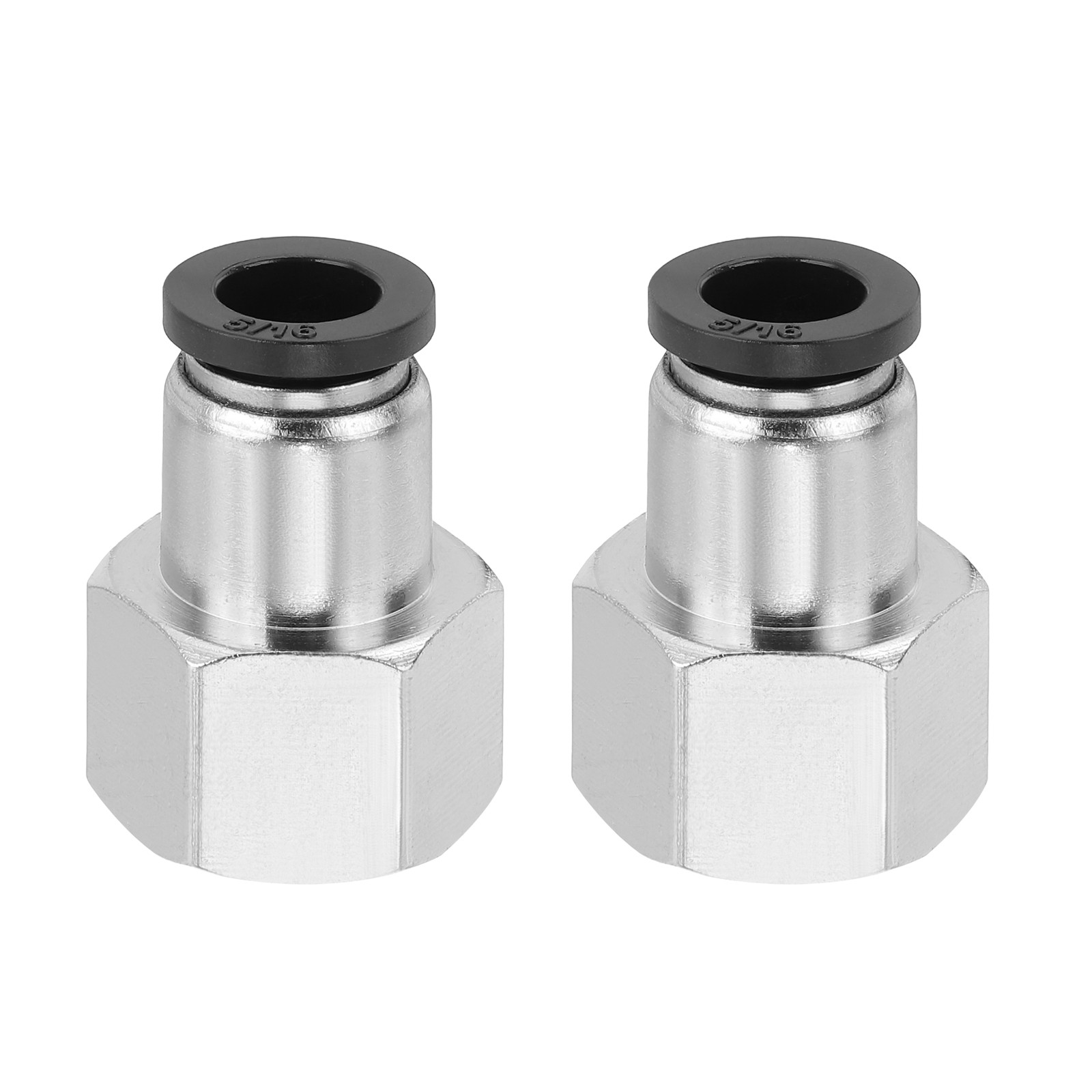 2 Pcs NPT Female 5/16 Inch OD x 3/8" NPT Thread Push to Connect Fittings, Black
