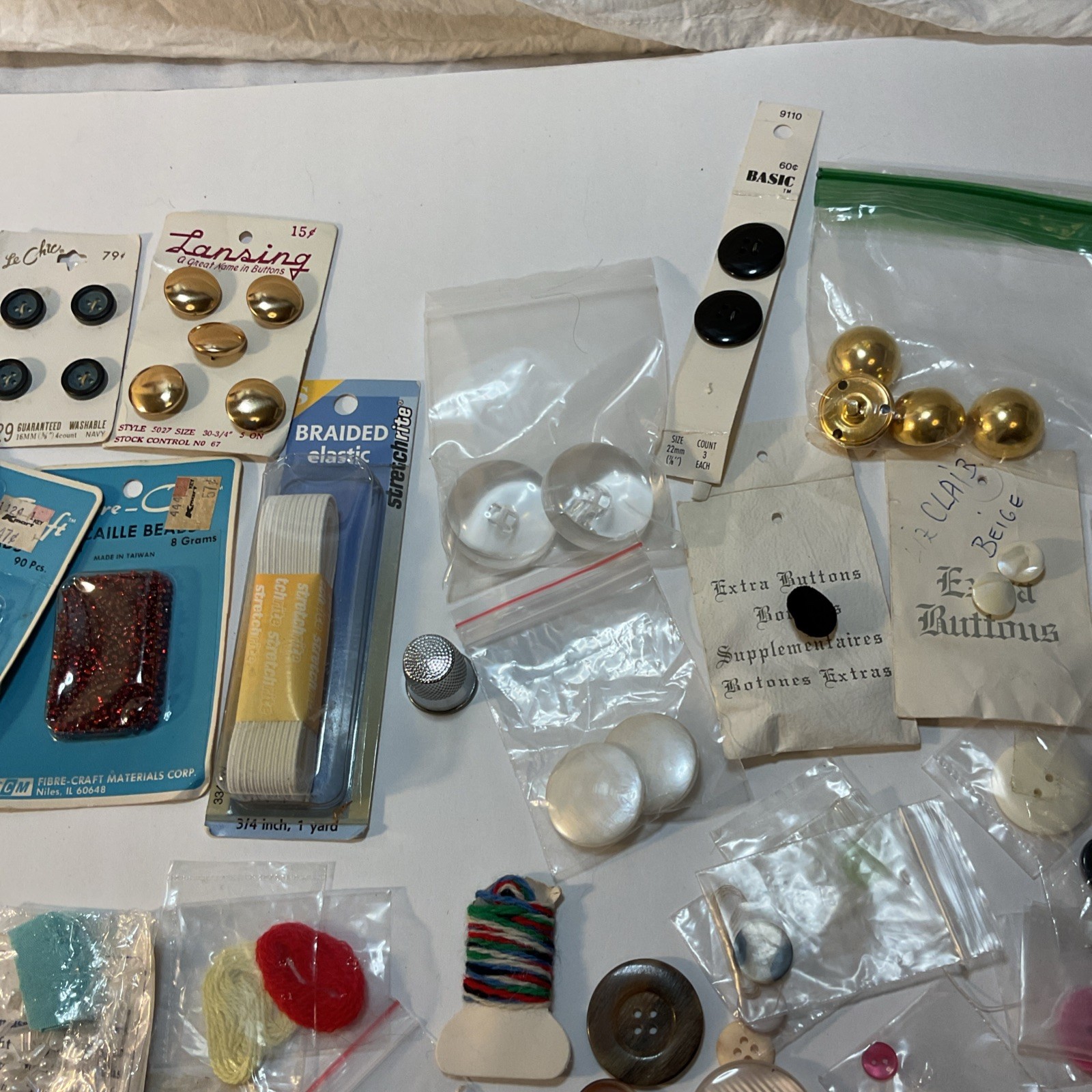 Misc. VTG Sewing Items Lot Buttons, Snaps, Sequins, Barbie Clothes booklets