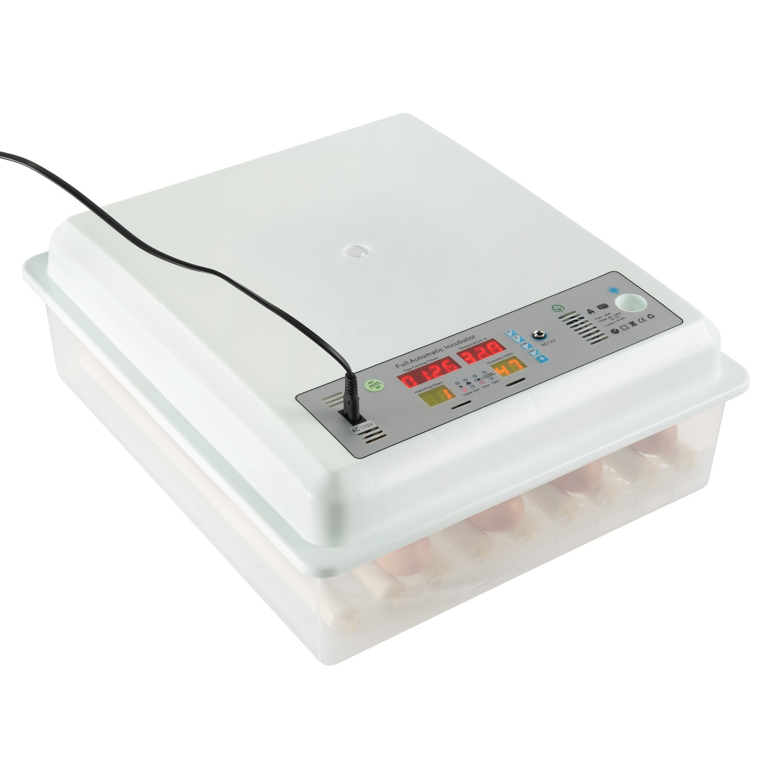 Egg Incubator 64 Eggs Fully Digital Automatic Hatcher Fits Hatching Chicken Farm