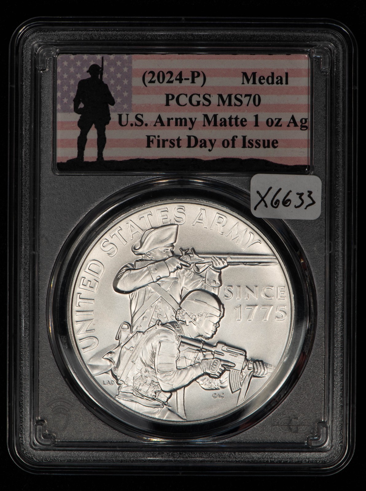 2024-P 1 oz Silver Medal - US Army Matte - PCGS MS 70 - SKU-X6633