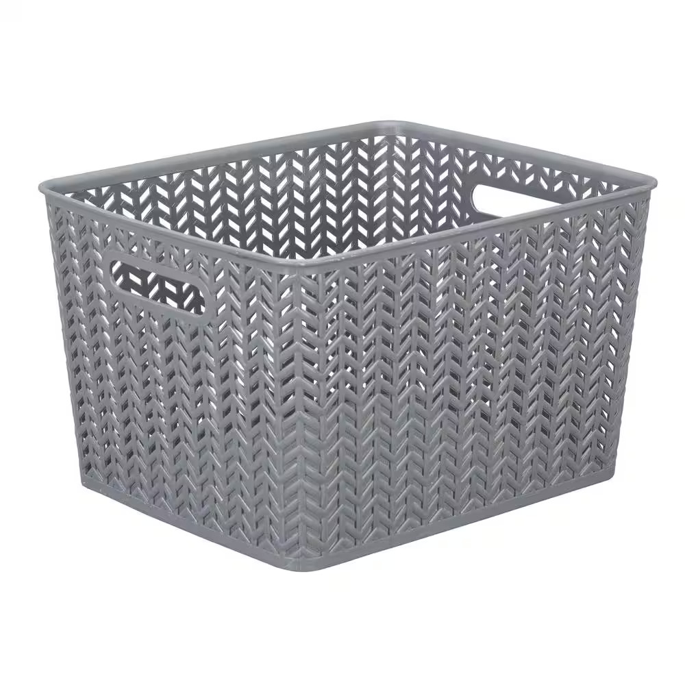 8.75 In. H X 11.5 In. W X 13.75 In. D Gray Plastic Cube Storage Bin