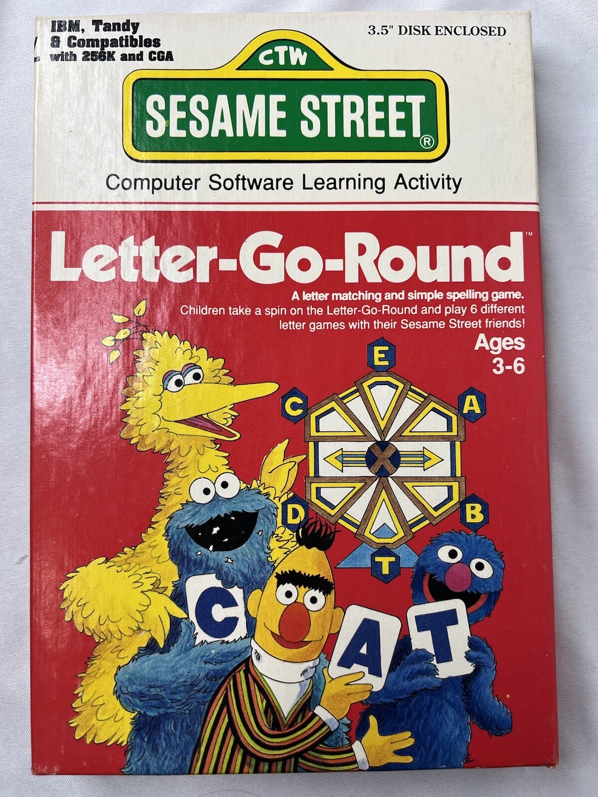 Sesame Street Letter-Go-Round IBM Tandy Computer Game Software W/ Box And Disc