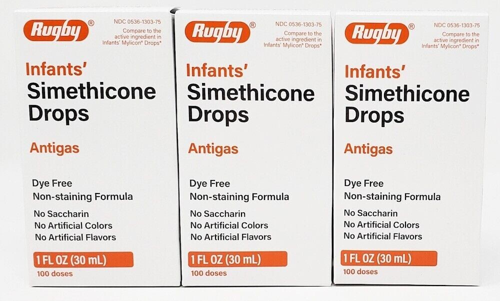 Rugby Infants Gas Relief Drops (Dye Free) 30 mL - Exp Date 04-2026 (3 Pack)