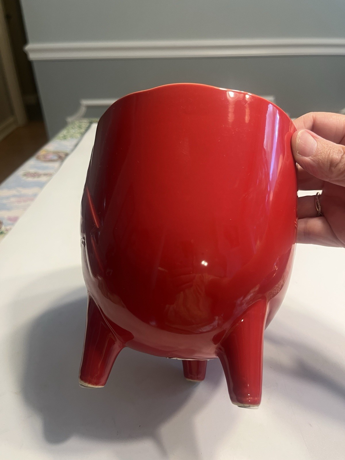 Napco Cardinal Bird Three Footed Red Planter