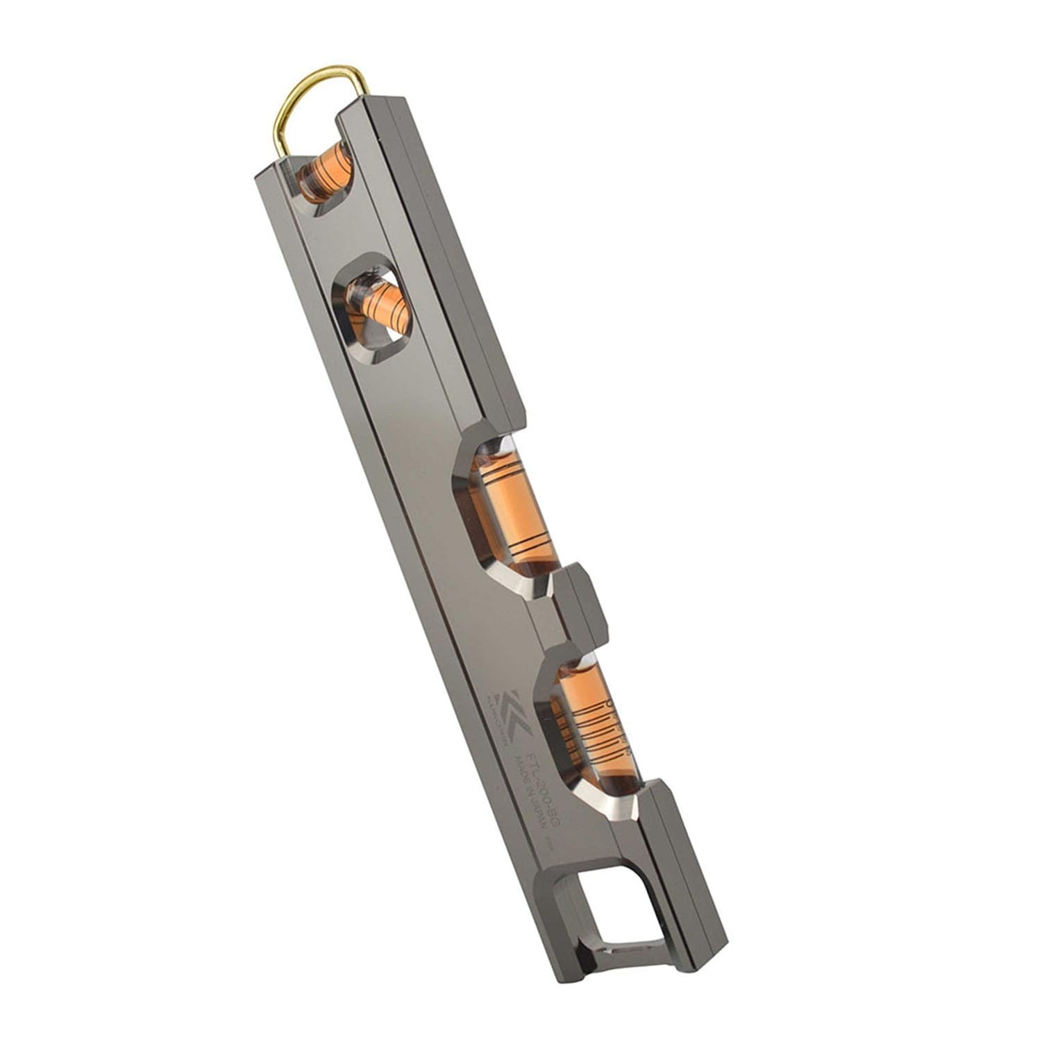 Fujiya FTL-200-BG Aluminum Spirit Level Black Gold 215mm Magnetic Orange Vial