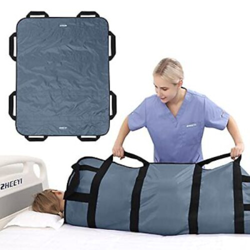 ZHEEYI Multipurpose 48" x 40" POSITIONING BED PAD w/ Reinforced Handles Gray~NEW