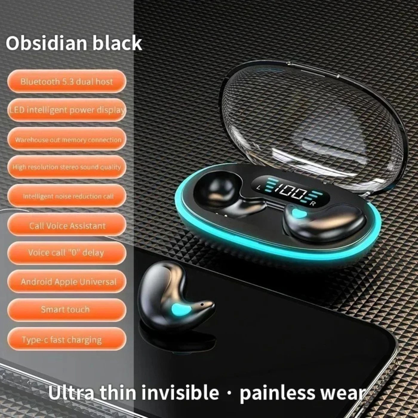 Invisible Sleep Earphone Noise Cancelling IPX5 Bluetooth Earbuds Double Wireless