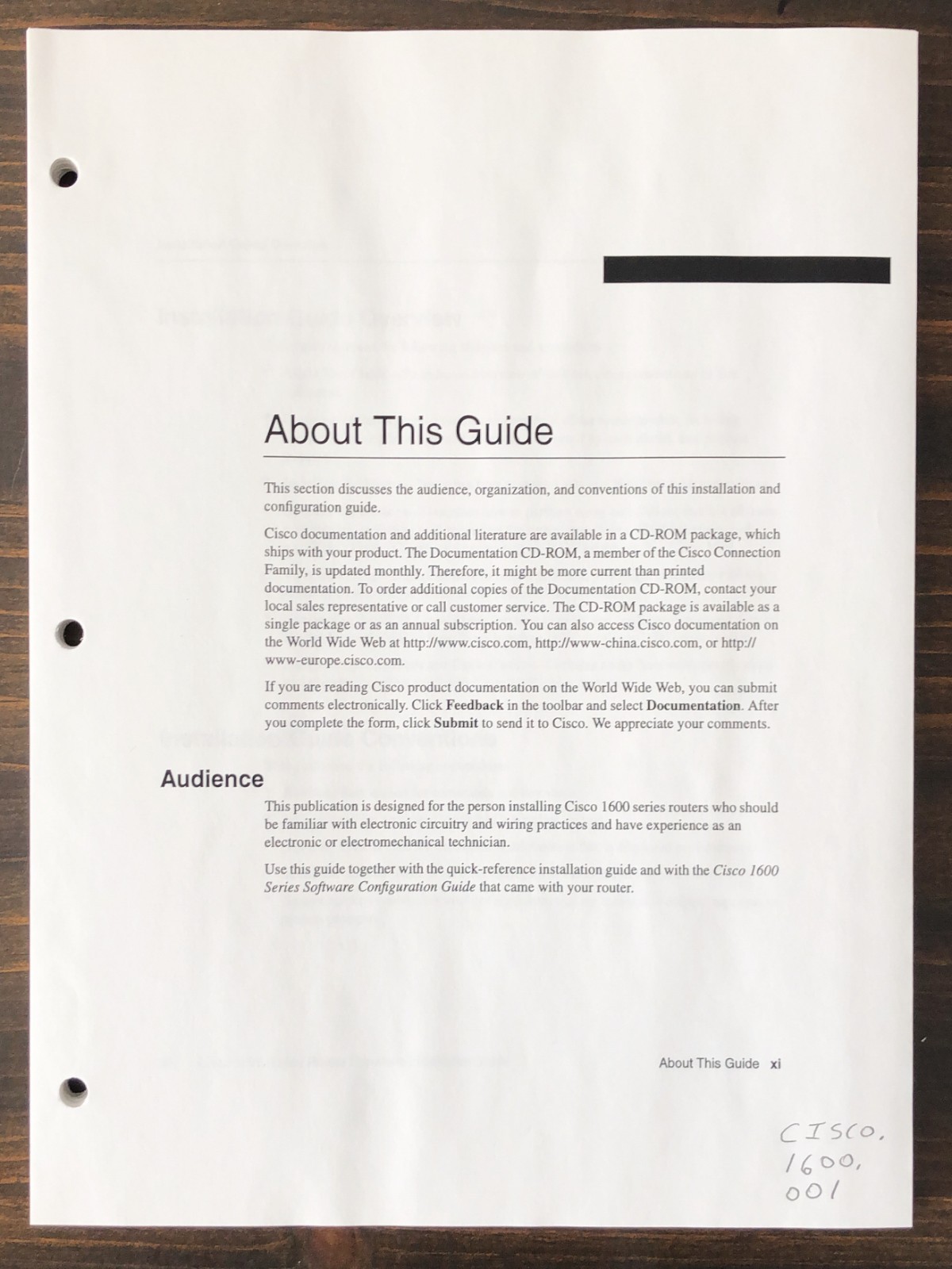 Cisco Systems - Cisco 1600 Series Hardware Installation Guide (1998)