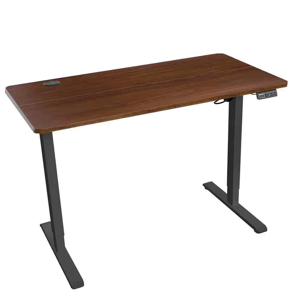 39.4 In. Rectangular Hazelnut Steel Compact Electric Standing Desk with Adjustab