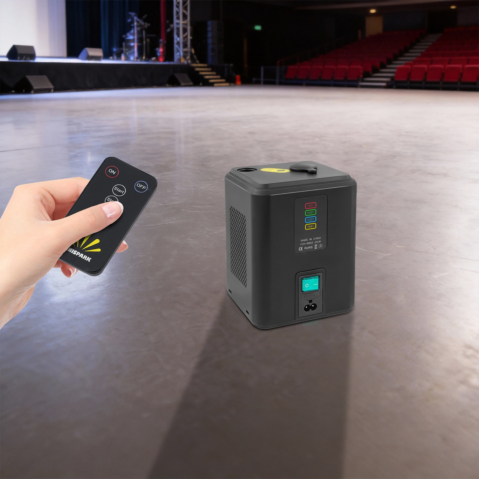 Black Electronic Stage Effect Light Device w/Remote,350W Mini Cold Spark Machine
