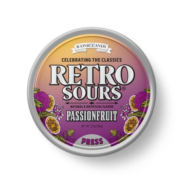 Retro Sours Passion Fruit Hard Candy New, Sealed Tin Like Altoids Sour